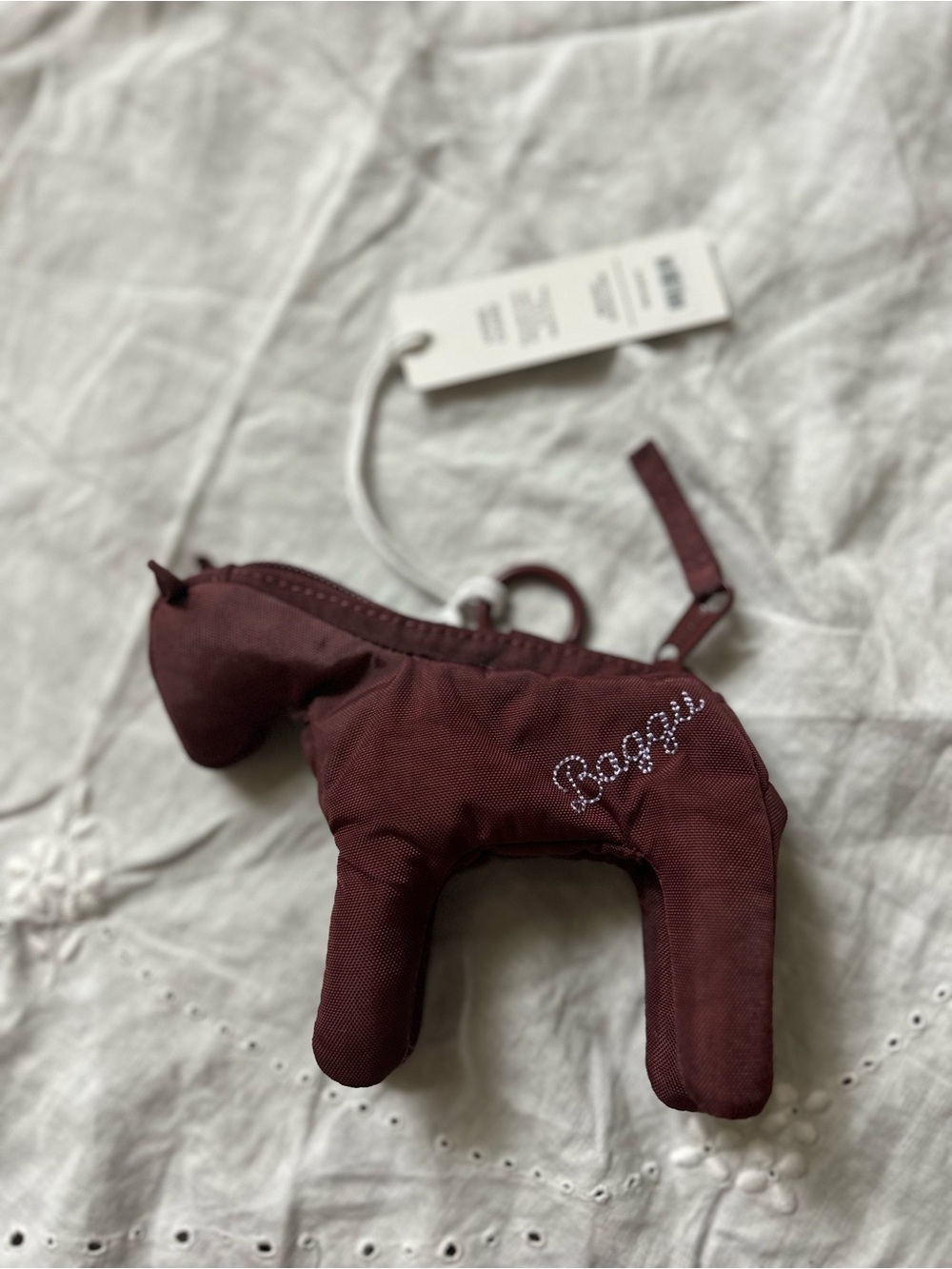 NWT BAGGU Burgundy Horse Mini Bag Charm